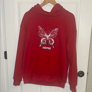 Red Butterfly Graphic Hoodie - Inspire